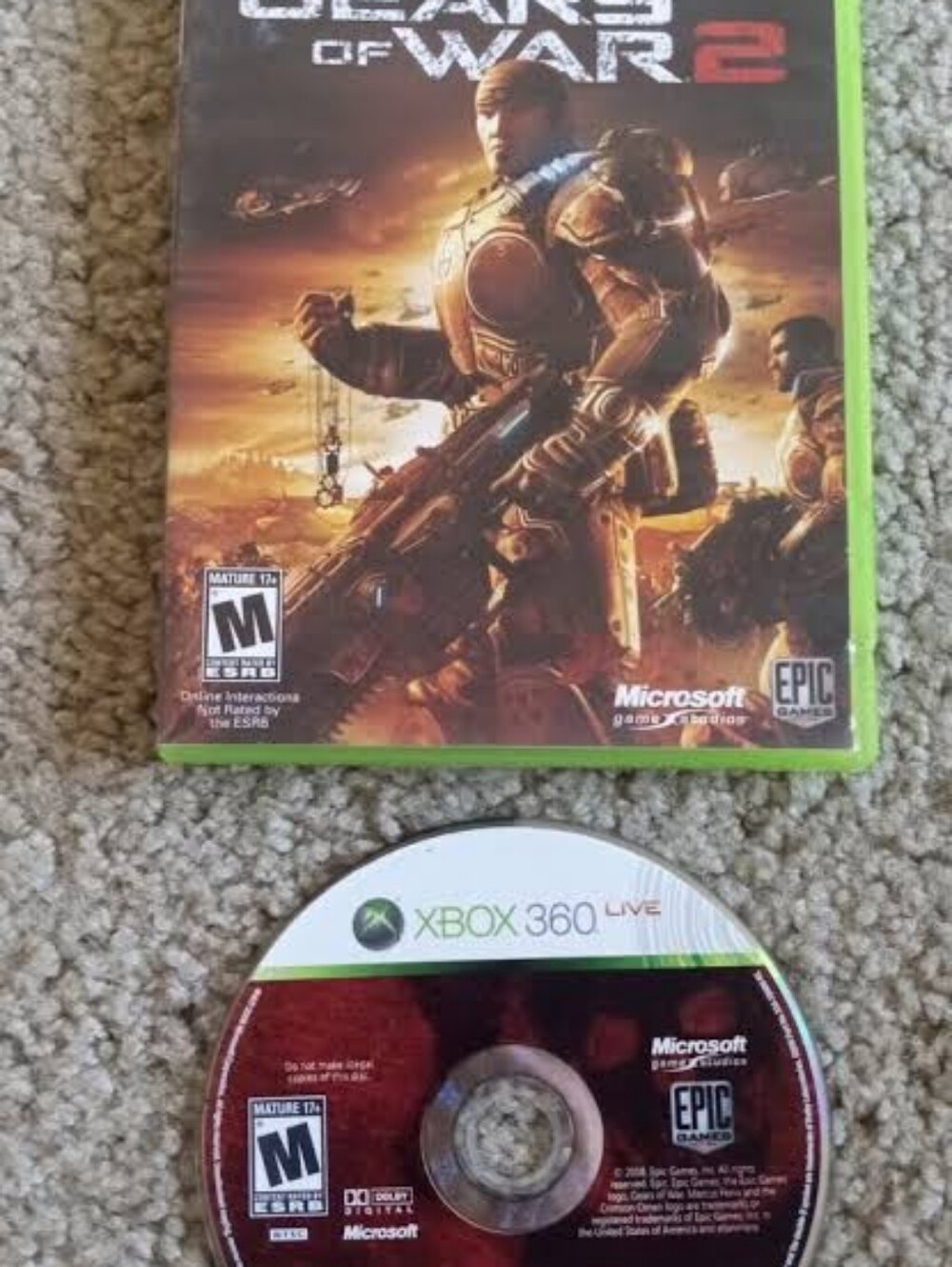 Microsoft Xbox 360 Gears of War 2 - Green Case with Brown/Gold Artwork
